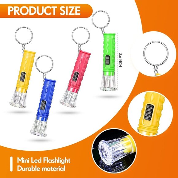 100 Pcs Mini Flashlight Keychain Bulk Assorted Colors Torch Keyring Flashlights - Picture 2 of 6
